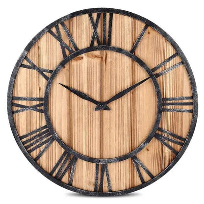 Wanduhr Holz Metall & Römische Zahlen