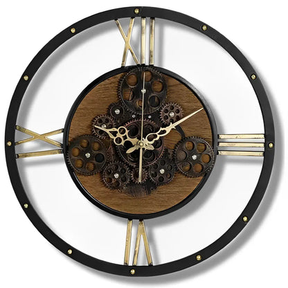 Wanduhr Vintage Zahnräder Metall & Holz