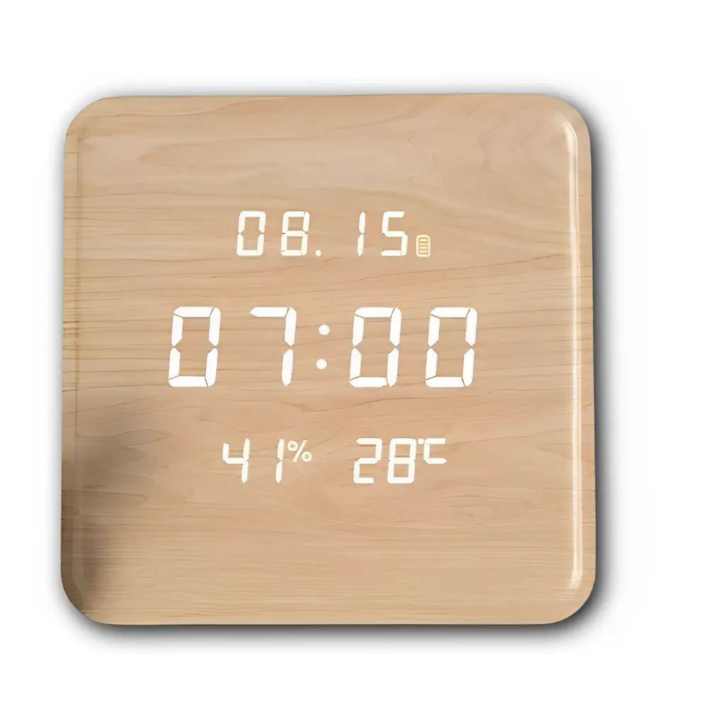 Digitale Wanduhr aus Holz