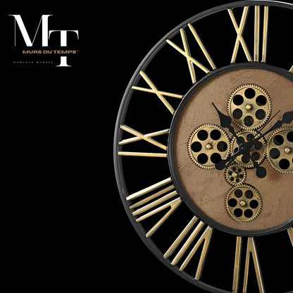 Große Steampunk-Wanduhr mit Zahnrädern
