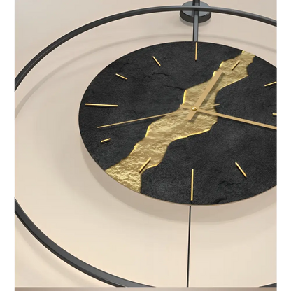 Wanduhr Schwarzes & Goldenes Pendel Kintsugi