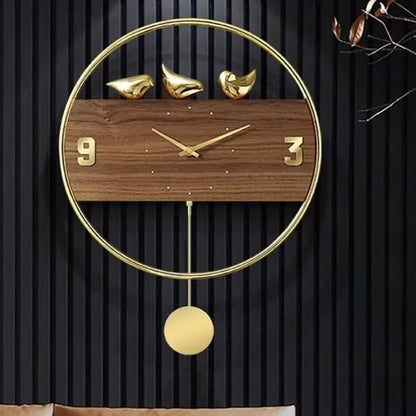 Wanduhr Design Goldene Vögel