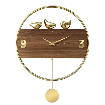 Wanduhr Design Goldene Vögel