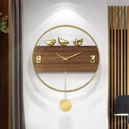 Wanduhr Design Goldene Vögel