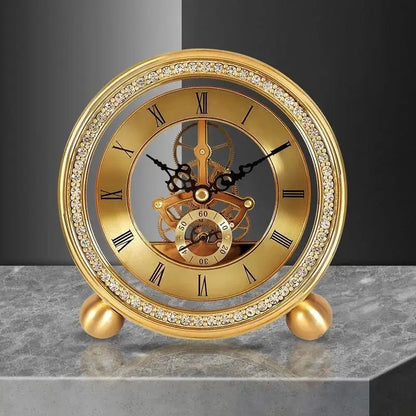 Mechanische Tischuhr in Gold